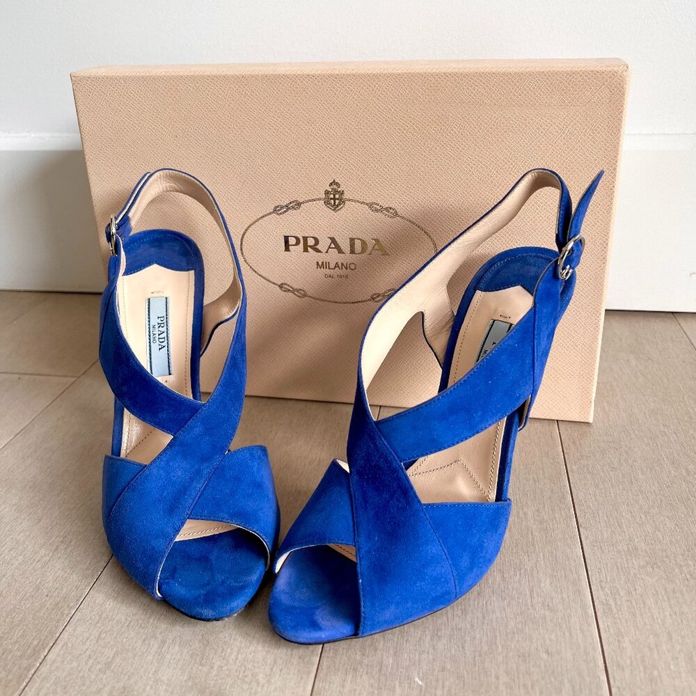 Prada Blue Velvet Heels w/ original box
